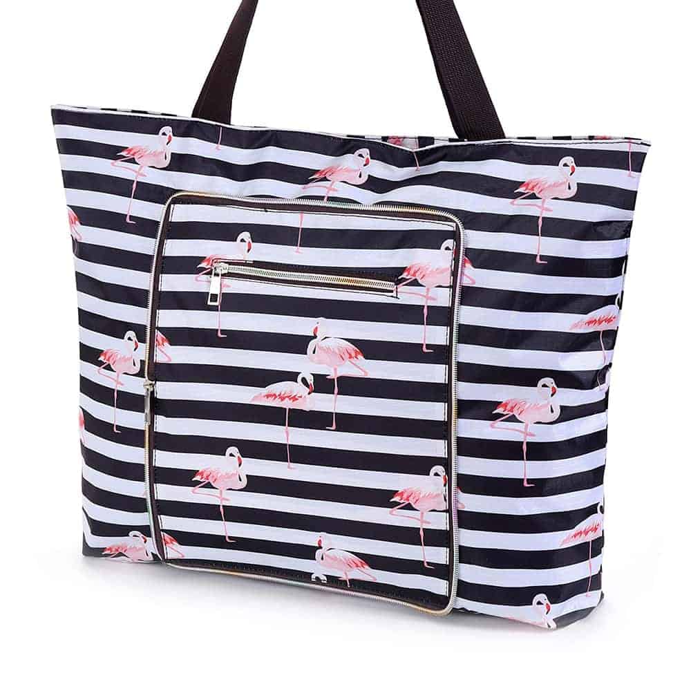 Sac De Plage Pliable Blanc Noir Flamant Rose Marinera